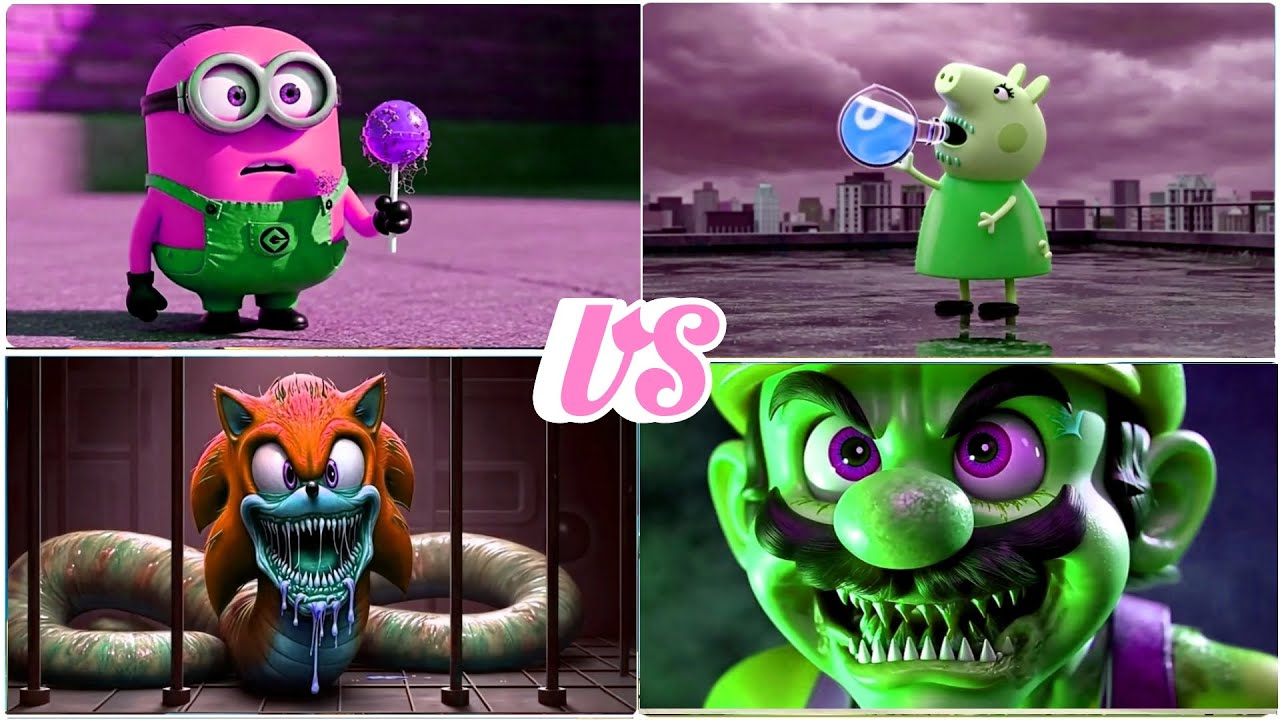 PINK MINION EATS dirty candy and became Monster🆚️Peppa pig.exe🆚️Sonic.exe🆚️SUPER MARIO.EXE