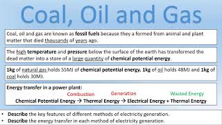 GCSE Physics: All Exam Boards: Motion: Energy Generation and Efficiency
