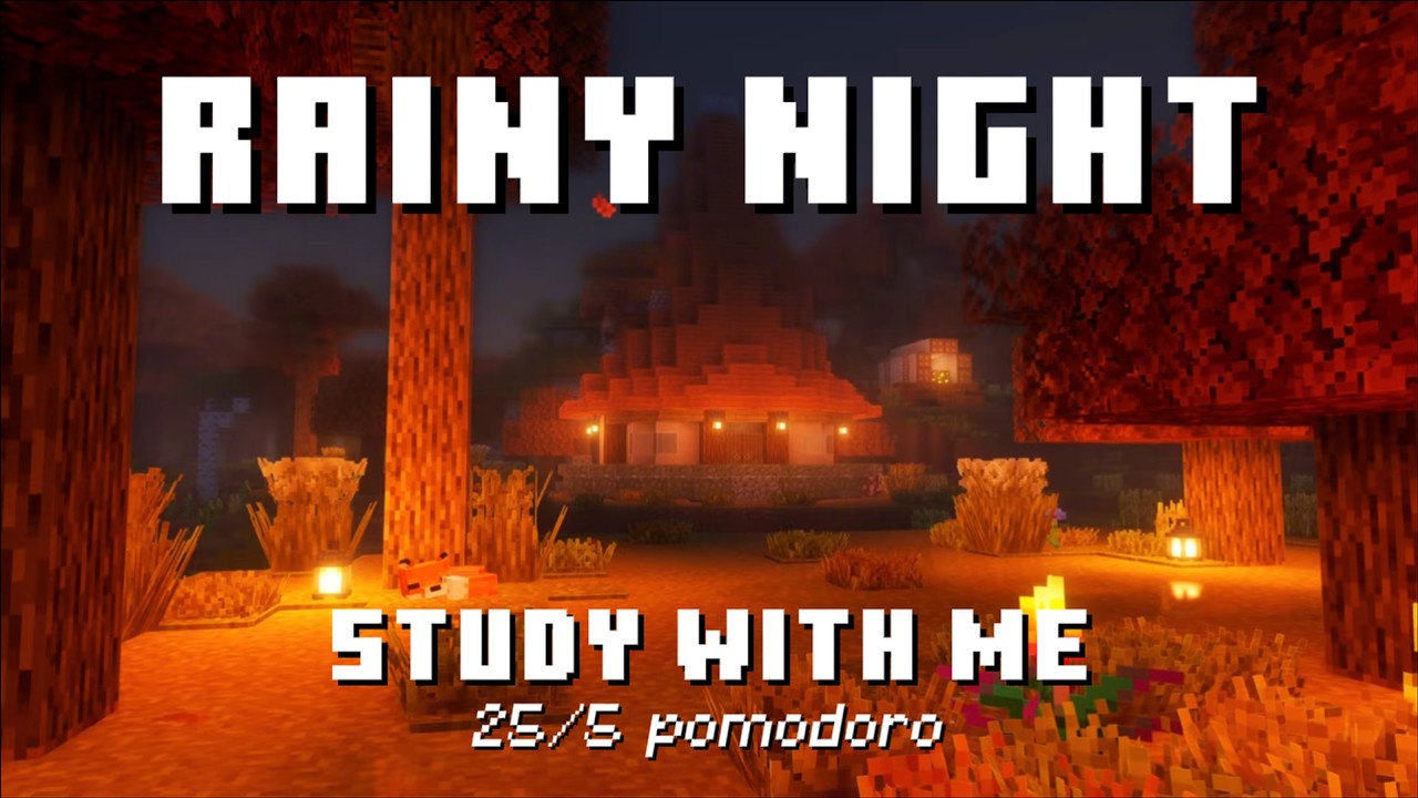 2-HOUR Study With Me in Minecraft 🌧️ | Rainy Night | 25/5 Pomodoro ...
