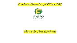 Post Dated Cheque Entry in Finpro ERP screenshot 5