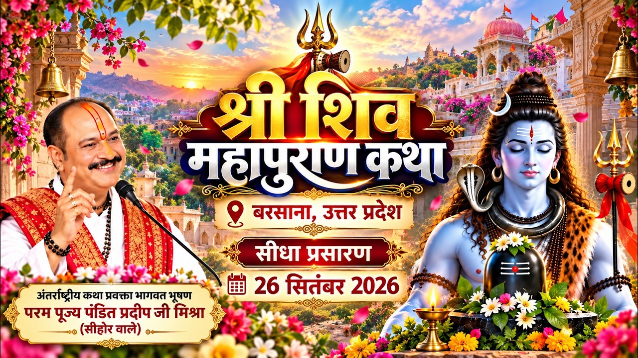 LIVE🔴26/09/26 शिव महापुराण कथा | पूज्य पंडित प्रदीप जी मिश्रा | बरसाना उत्तर प्रदेश #live #katha