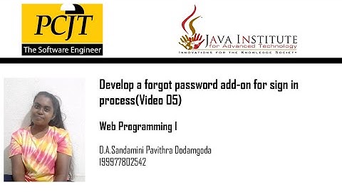 Develop a forgot password add-on for sign in process (Video 05)