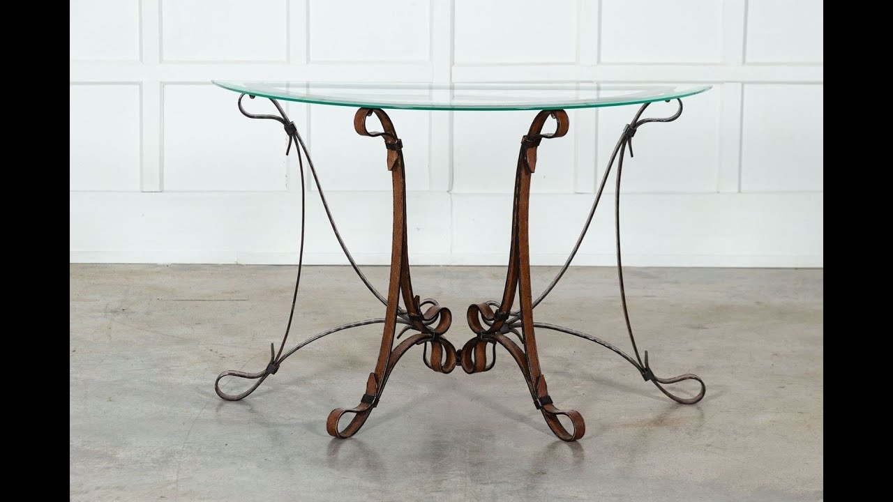 Jacques Adnet Style Iron Leather Console Table