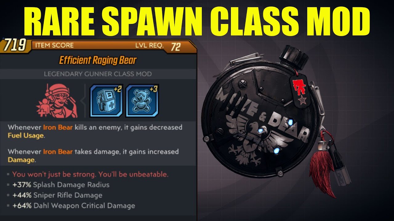 BL3 LVL 72 GOD ROLL Raging Bear +37 Splash Dmg Radius + 44 Sniper Rifle Dmg + 64 Weapon