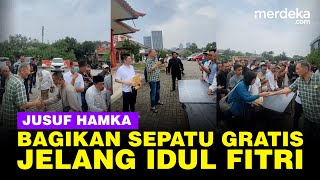 Momen Bos Jalan Tol Jusuf Hamka Bagikan 300 Sepatu Gratis Jelang Idul Fitri