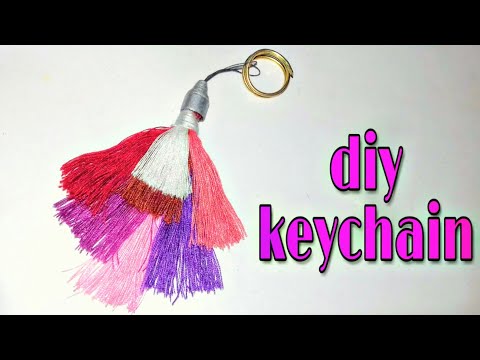 how to make keychain ; how to make keychain from thred; easy diy gift idea ; home made keychain