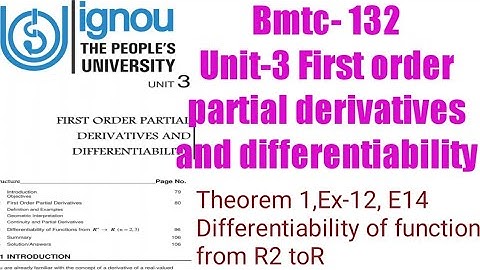 (v-24) Ignoucbcs bag bscg mathematics bmtc-132 Unit-3 First order partial derivatives theorem 1,E14