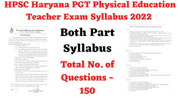 HPSC Haryana PGT Physical Education Teacher Exam Syllabus 2022 || Both Part Syllabus || PGT Syllabus