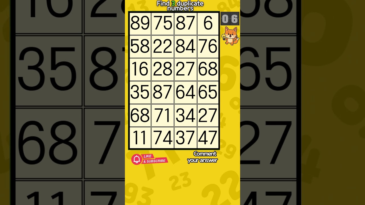 Funny Number Hunt 😂 Find the Same Numbers 882