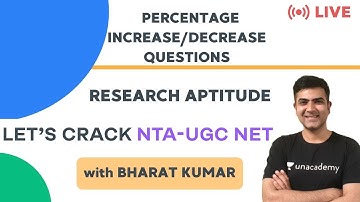 Percentage increase/decrease questions | Research Aptitude for NTA UGC NET Paper 1 | Kumar Bharat