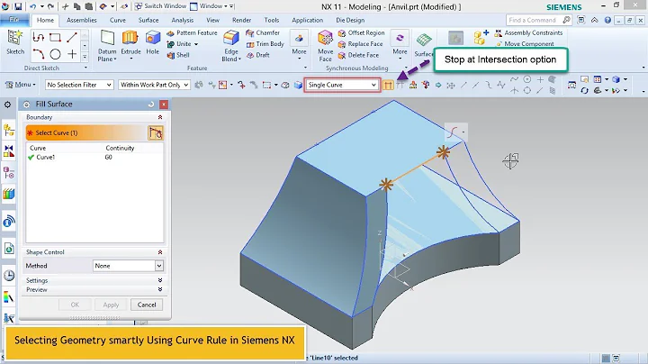 🔖Selecting Geometry smartly Using Curve Rule in Siemens NX