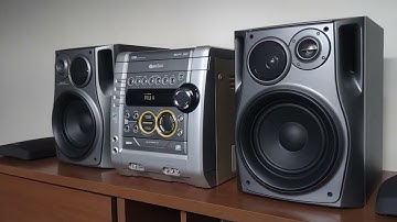 Som Gradiente As m550 em detalhes bass music caixas Aiwa F15