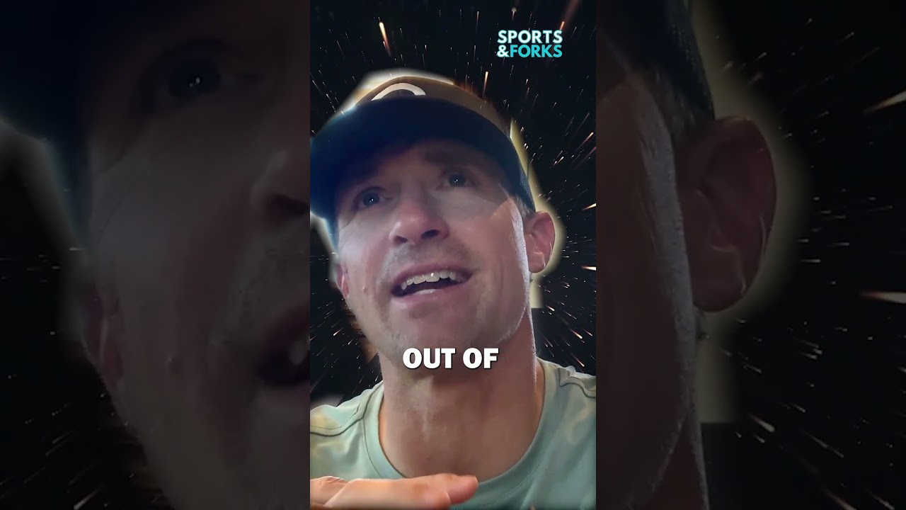 You'll never guess Drew Brees' favorite dessert... 🤔🍑 #sportsandforks #drewbrees #footballshorts