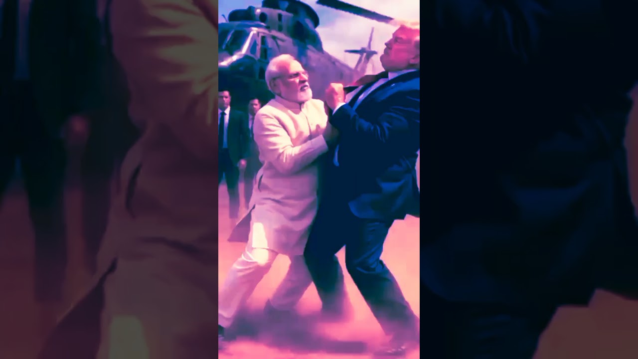 Modi vs Trump Animal Fight | Epic Animation Battle | Funny Political Cartoon @aivideodance cut Funny