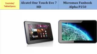 Alcatel One Touch Evo 7 HD comp. Micromax Funbook Alpha P250, First Look, specifications