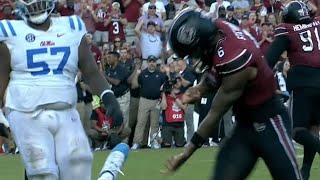 South Carolina's Dylan Stewart sacks Ole Miss QB Jaxson Dart, taunts by shooting him gun #shorts