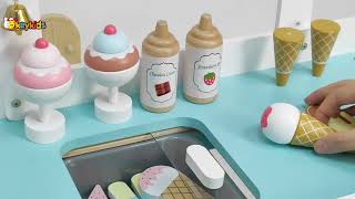 Pull Along with Okeykids Wooden Ice Cream Cart Toy for Kids