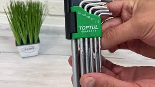 Набор ключей Torx длинных Toptul T10-T50 9 предметов Набор ключей Torx длинных Toptul T10-T50 9 предметов