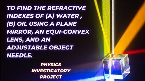 Refractive index of water, oil using a plane mirror,  equi - convex lens &  adjustable object niddle