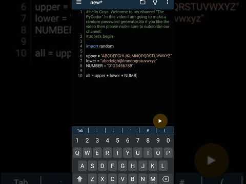 Random Password Generator using Python | Pydroid3 | The PyCoder