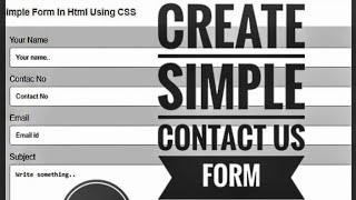 How to Create contact form Using Html and Css|
