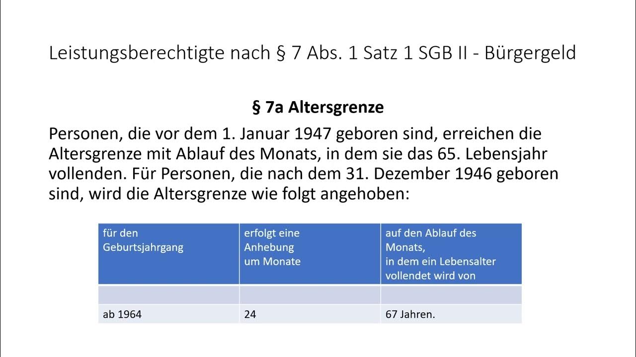 Leistungsberechtigung 7 abs 1 satz 1 sgb ii b rgergeld youtube