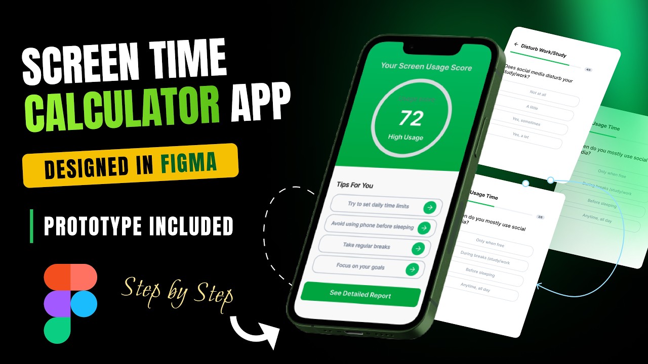 Screen Time Calculator App Design in FIGMA + Interactive PROTOTYPE ...