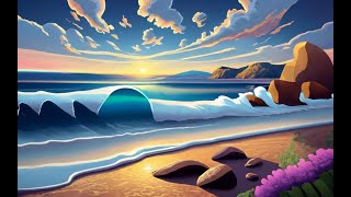 Serene Shoreline Symphony: A Relaxing Wavescape.