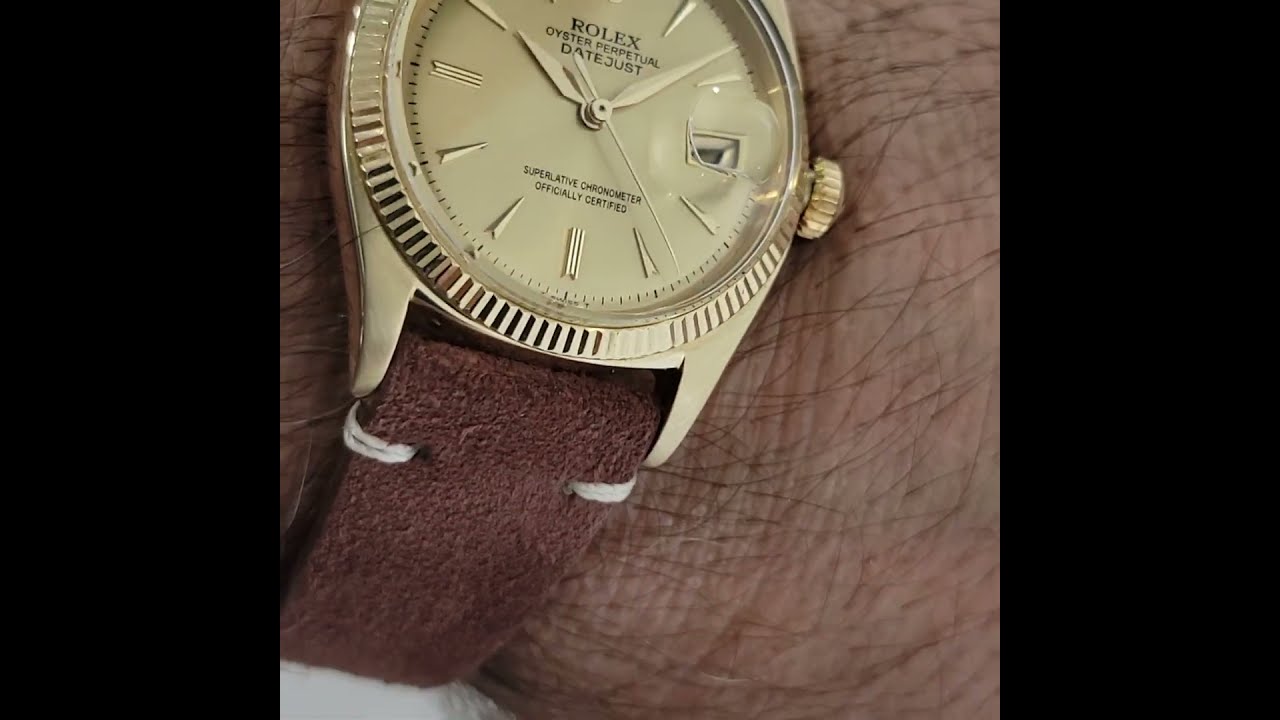 14k Solid Gold Rolex Oyster Ref 6605 Datejust 36mm Auto 1950s RA480B 