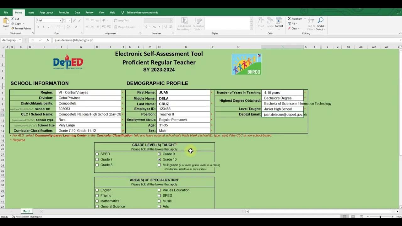 ESAT 20232024 from DepEd BHROD How to USE the TEMPLATE How to
