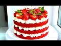 Торт Красный бархат на СКОВОРОДЕ! Торт на сковороде Red Velvet Торт с клубникой ТОРТ Без ВЫПЕЧКИ