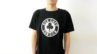 ACE CAFE LONDON エースカフェロンドン クローバー ロゴ 半袖 Tシャツ メンズ インナー バイカー アメカジ ストリート モノトーン アメリカン ガレージ ジーンズ 黒 A11501