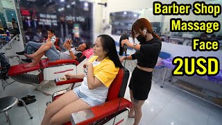 Barber Shop ASMR Massage Face &amp; Hair Wash with Girl in Ho Chi Minh city Vietnam 2021