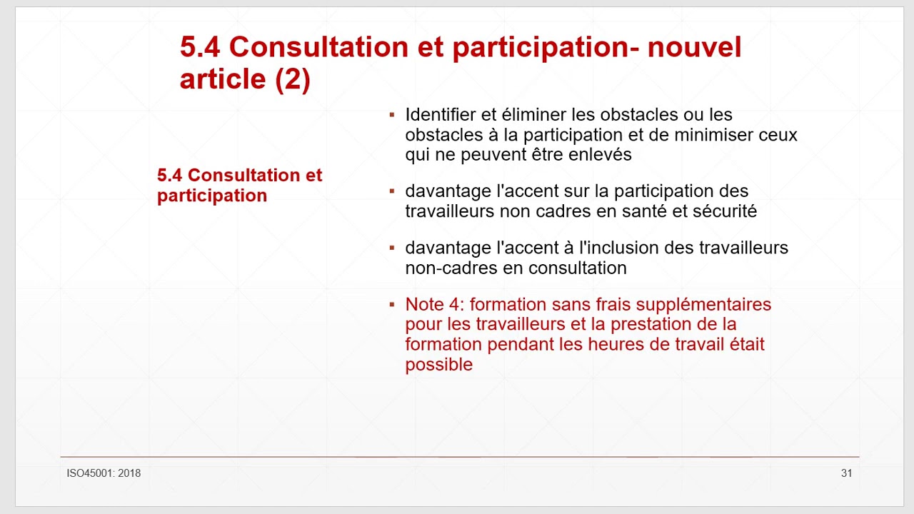 Lecture dans la norme ISO 45001 version 2018