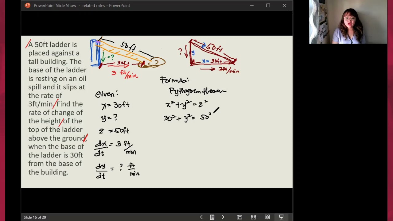 Related Rates Ladder sliding down YouTube