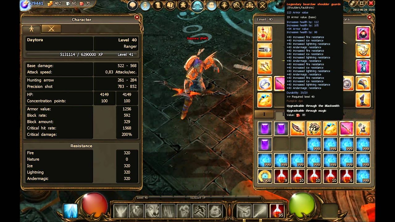 drakensang online daytora health and damage with 15% bonus from knowledge tree