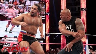 The Rock confronts Rusev: Raw, Oct. 6, 2014(The People's Champ makes a surprise experience on Raw. See ALL Raw matches, only here - http://bit.ly/rawresults More ACTION on WWE NETWORK ..., 2014-10-07T05:24:22.000Z)