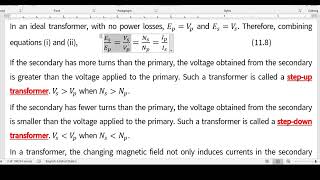 G 12 Physics Ch 11 Step-up  and down Transformer