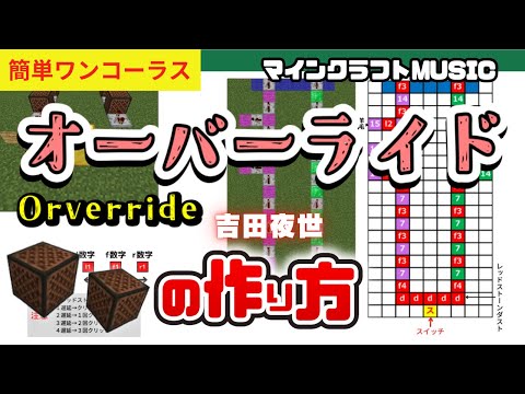 【簡単ワンコーラス】「オーバーライド／吉田夜世」のマイクラ音ブロック演奏の作り方：超簡単　統合版対応