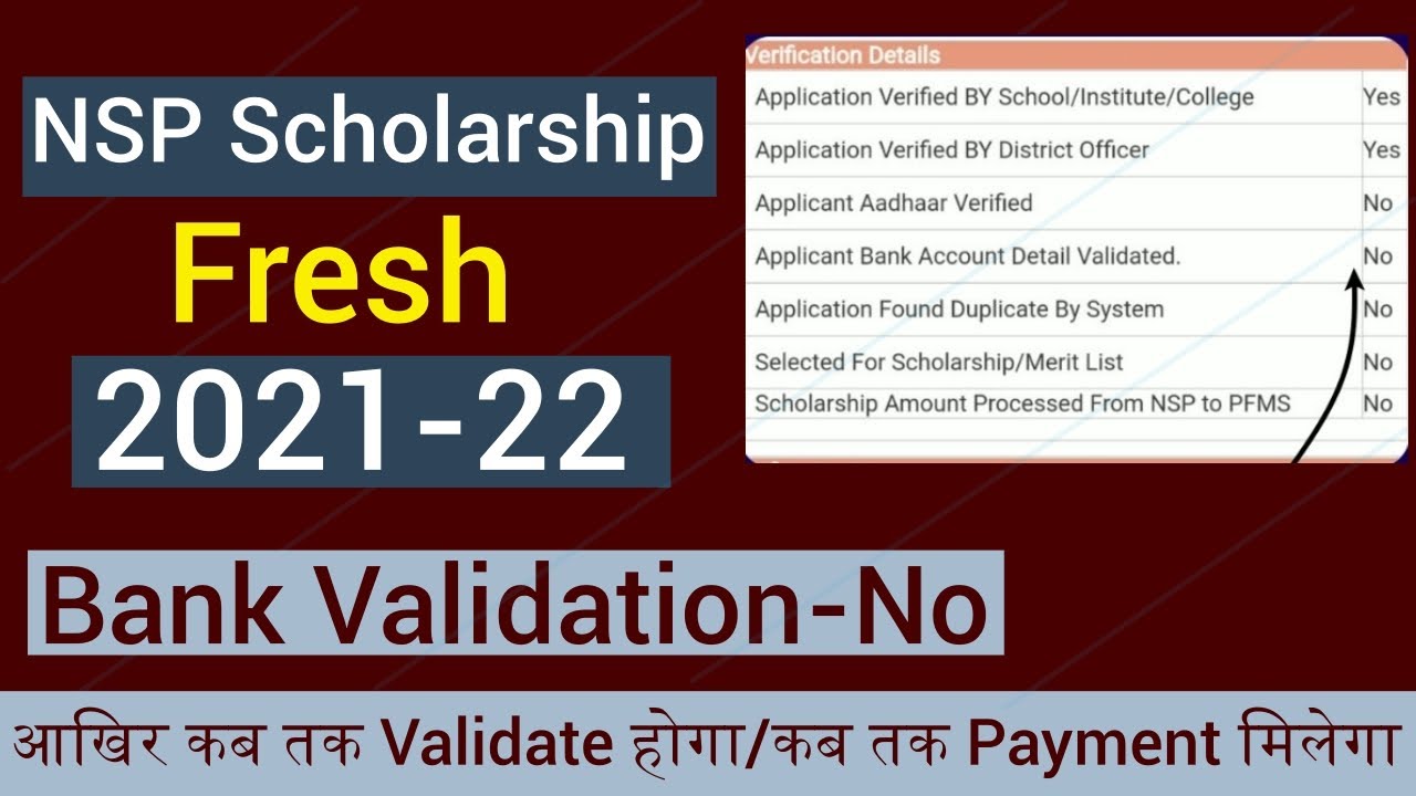 NSP Bank Account Validation 2020-21/NSP Bank Account Validation/NSP Scholarship 2020-21||