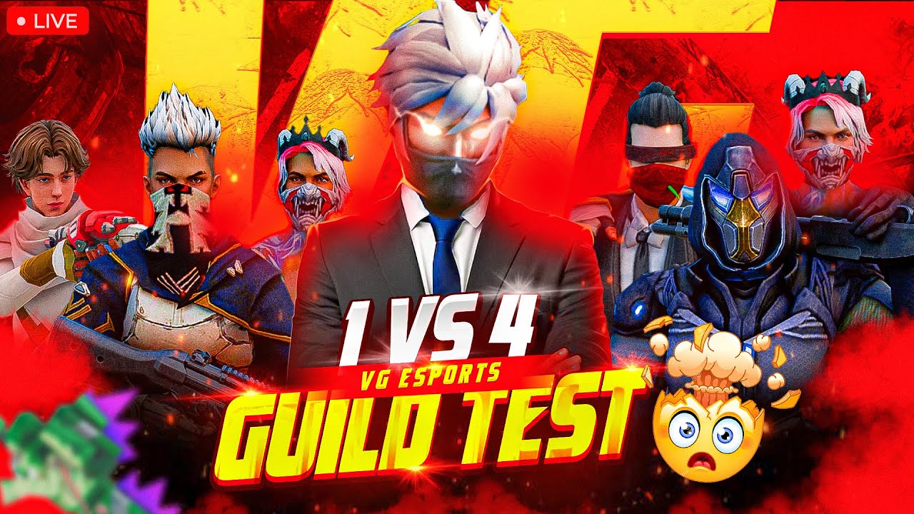 FF LIVE GUILD TEST 1 VS 4 | FREE FIRE LIVE GUILD TEST | LIVE GUILD ...
