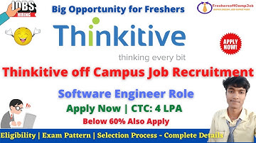 Thinkitive Hiring Off-Campus Recruitment Drive For Freshers As Software Engineer Role|Must Apply Now