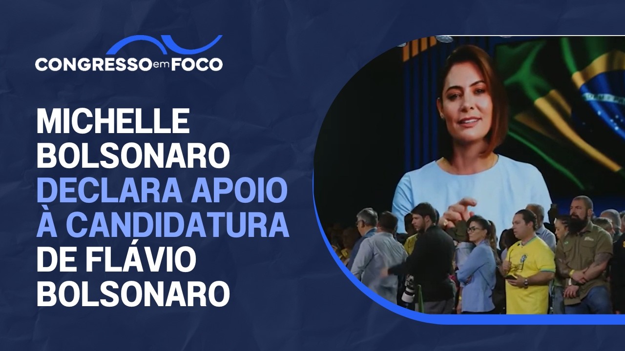 Michelle Bolsonaro declara apoio à candidatura de Flávio Bolsonaro Michelle Bolsonaro declara apoio à candidatura de Flávio Bolsonaro