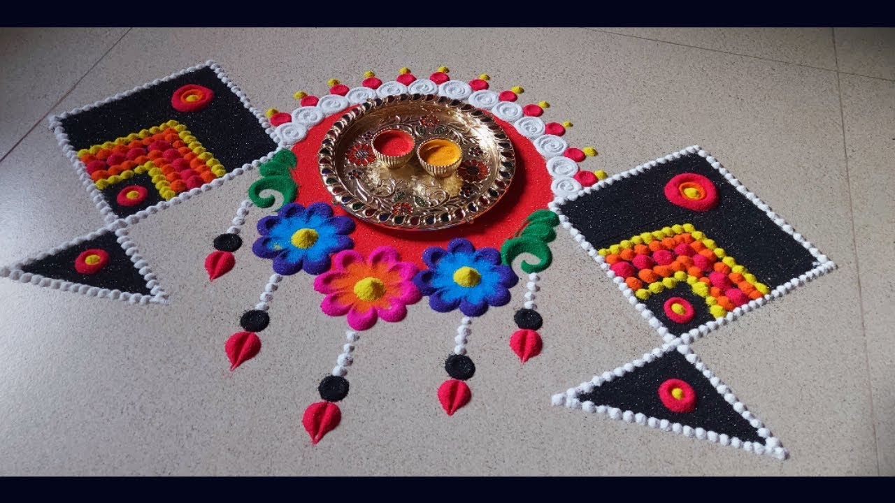 Haldi kunku program special rangoli |Kite rangoli |Rangoli for ...