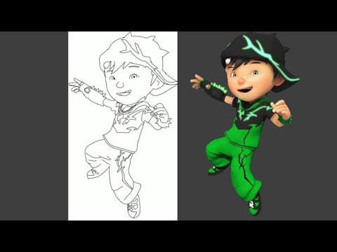 BoBoiBoy daun  Gambar  jiplak  fast drawing YouTube