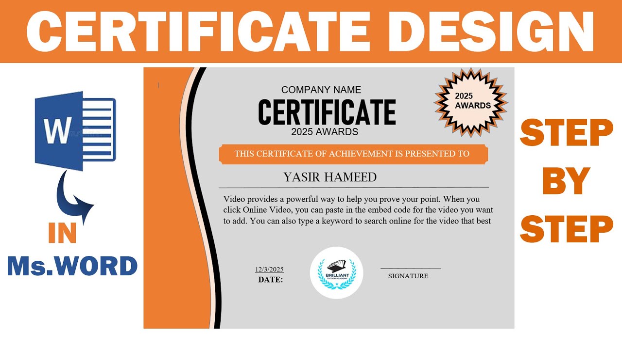 How to make Certificate Design in Microsoft word | MS Word Certificate ...