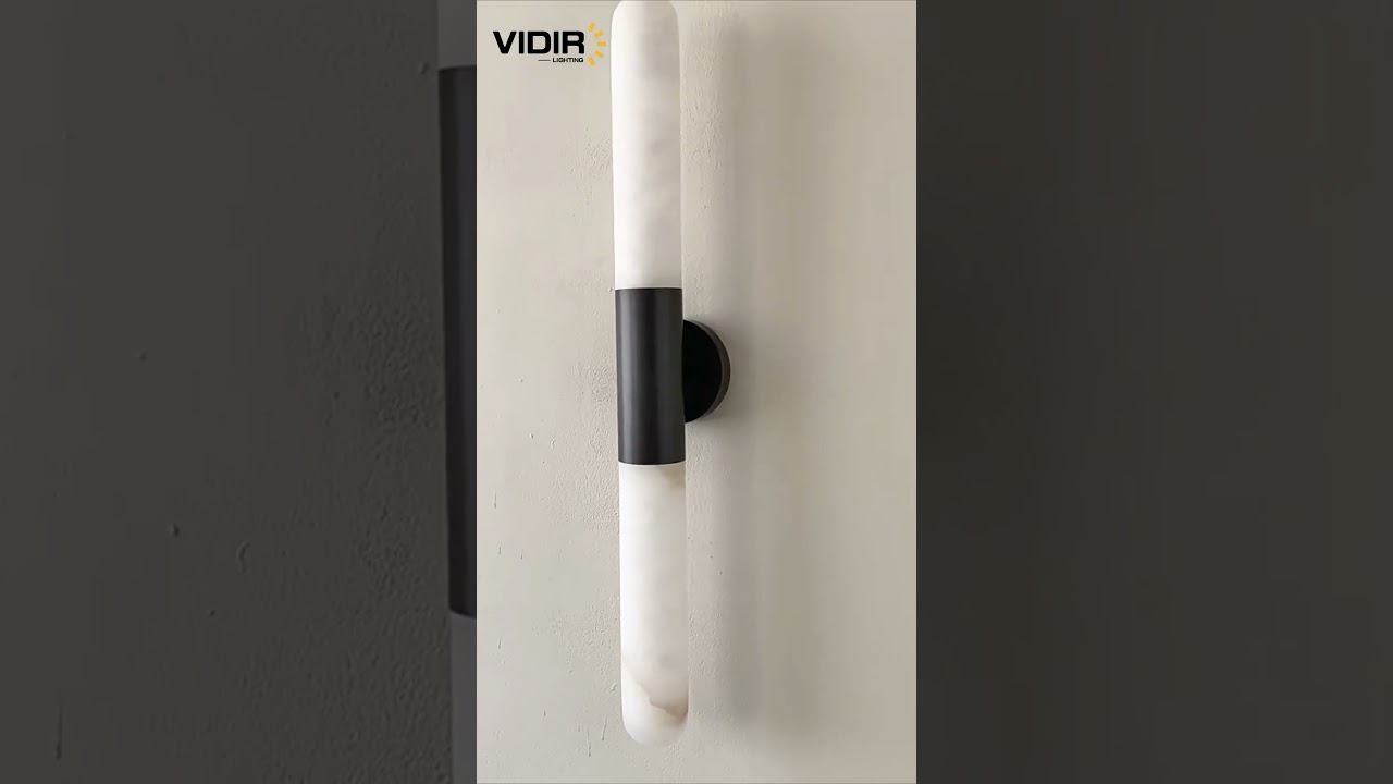 Elegant Glow: Cylindrical Alabaster Slim Wall Lamp Reveal​ 
