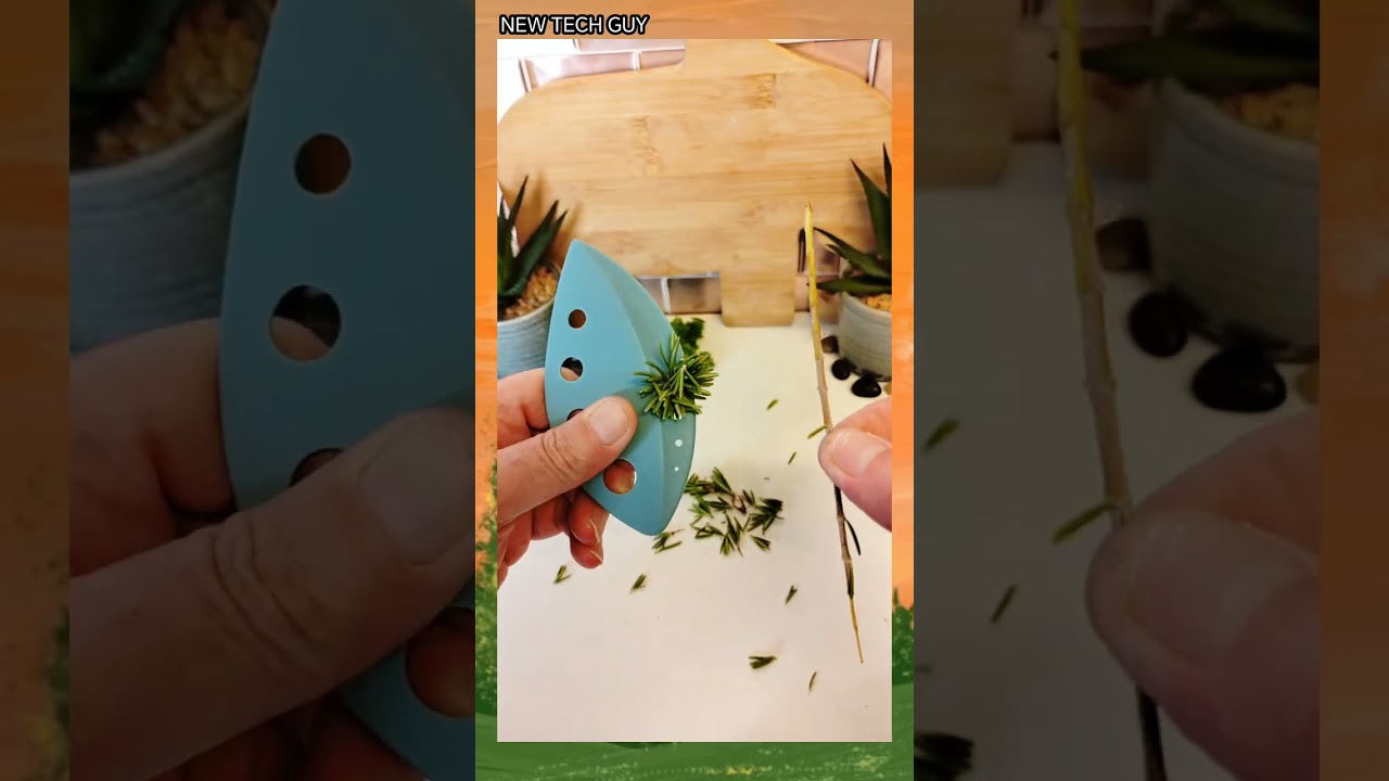 Easy herb stripping gadget shape like a leaf 