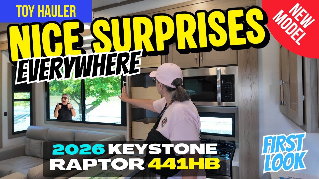 NEW Luxury Toy Hauler That Pleases! 2026 Keystone Raptor 441HB - YouTube