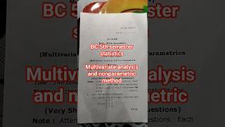 multivariate analysis and nonparametric methods BSc 5th semester statistics #bhu #mgkvp #du #hcpg